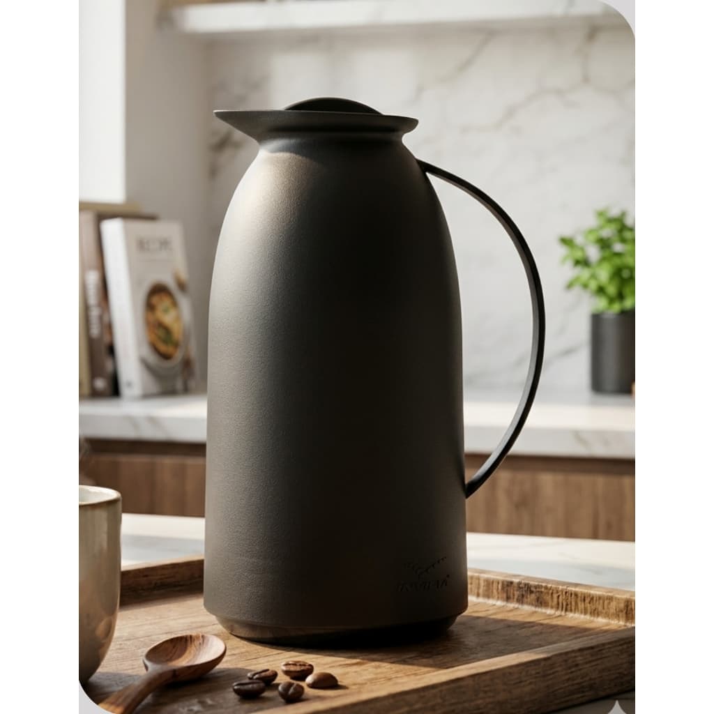 Garrafa Térmica Invicta 750ml Preta Com Alça Café Mantém Quente Mantém Frio Ampola Vidro Uso Diário