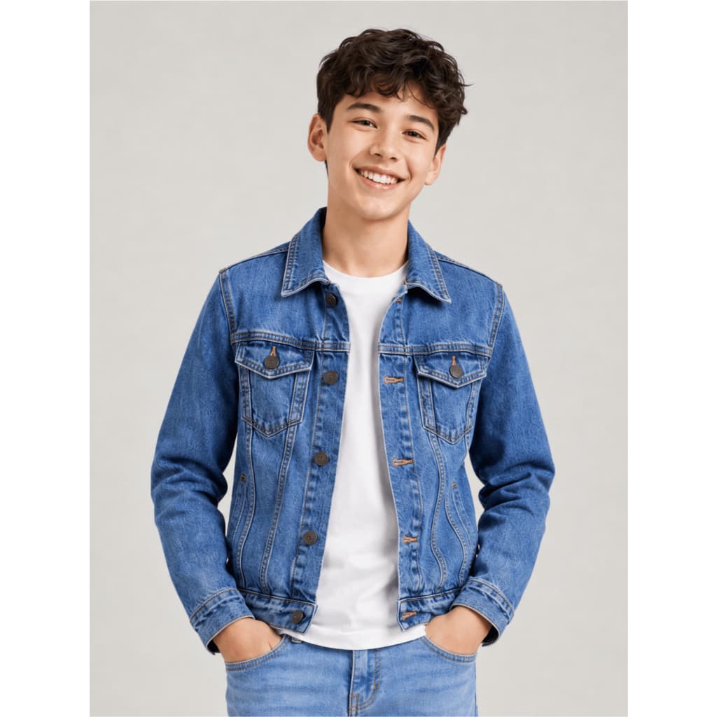 Jaqueta Jeans Menino Masculina Infantil Manga Longa Juvenil