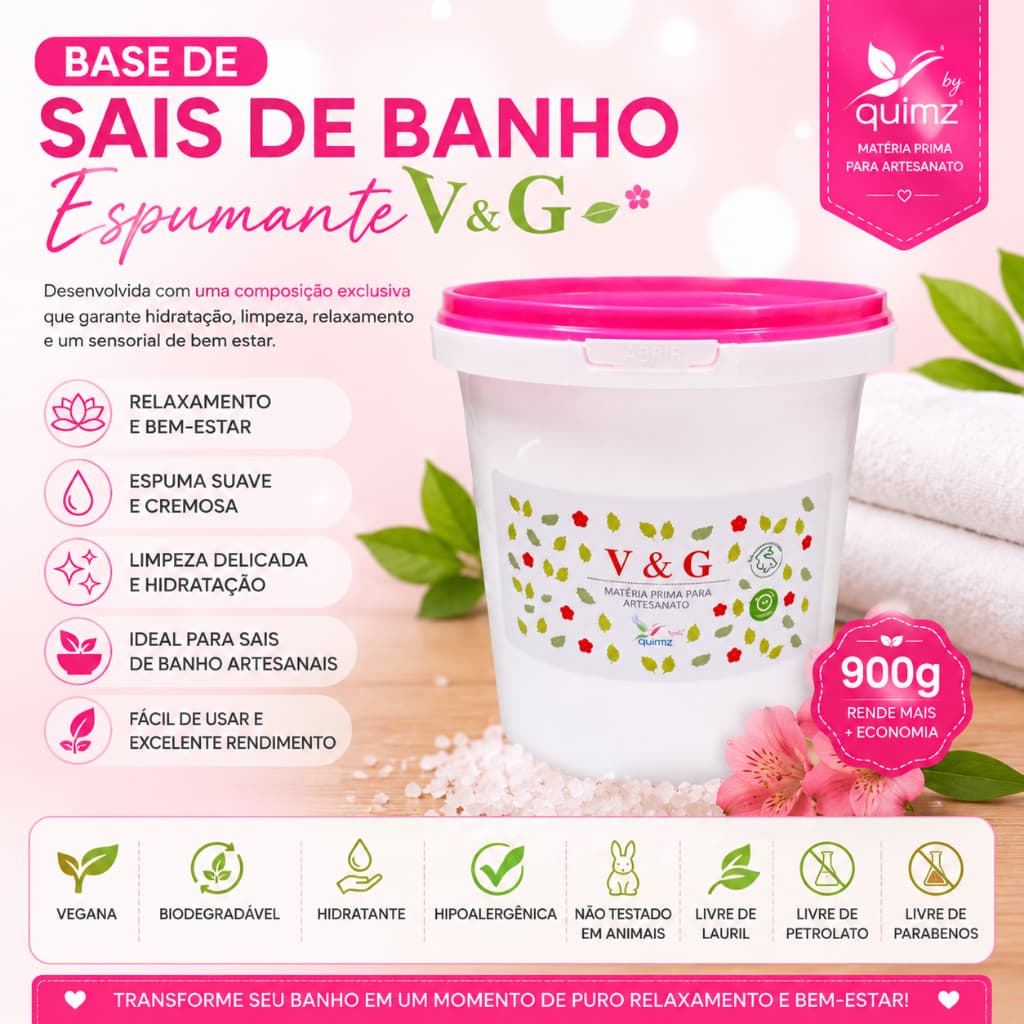 Quimiz Base Sais De Banho Espumante 900g