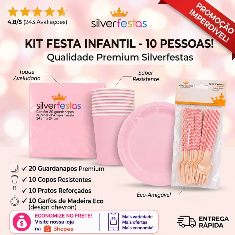 Kit Premium Festa Descartável Biodegradavel Madeira Copo Prato Garfo Guardanapo Festa