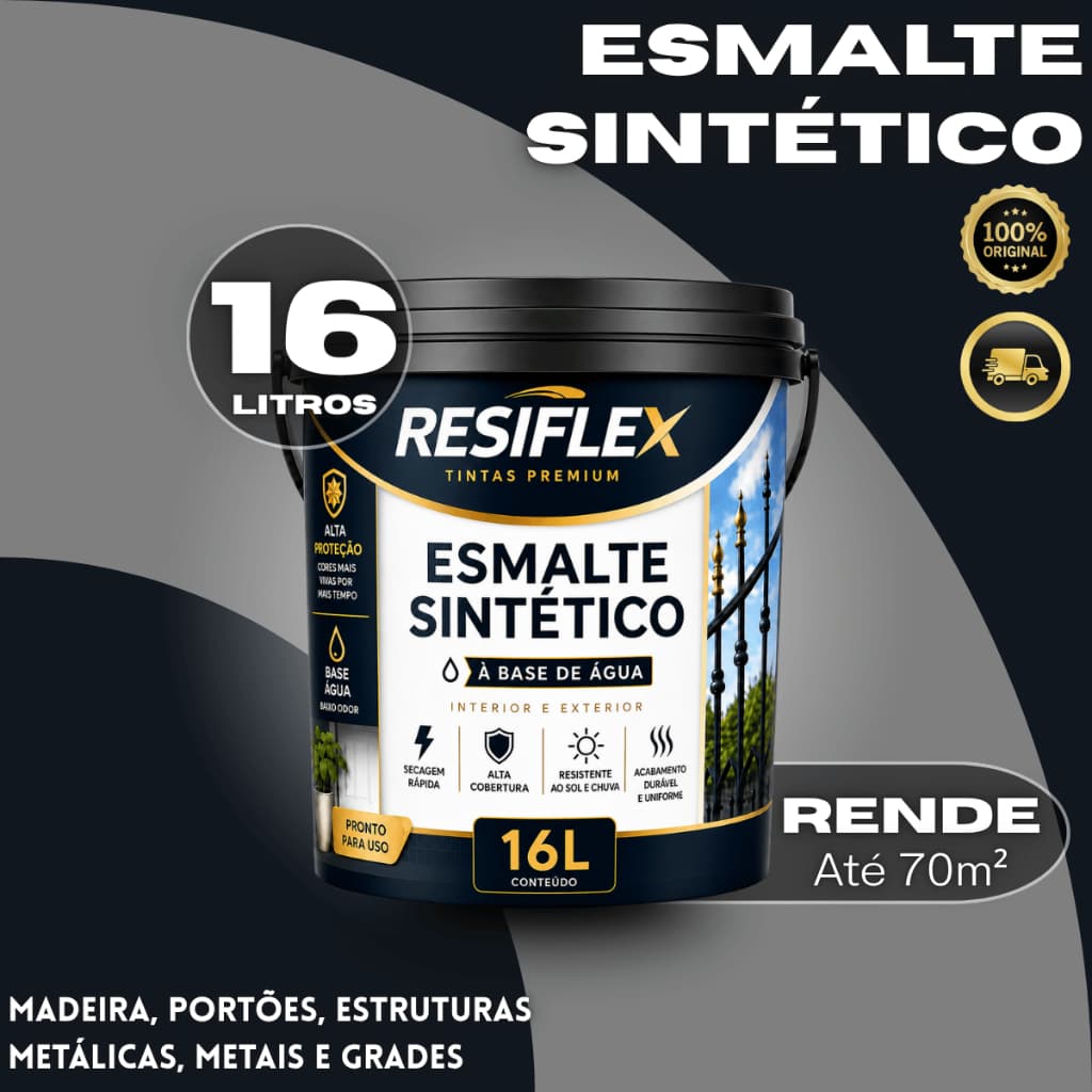 Esmalte Sintético 16L Base Água Baixo Odor Para Madeira Metal Ferro Portão Grade Porta Externa