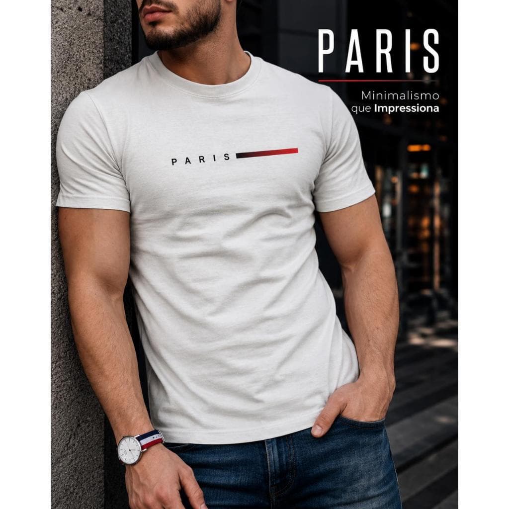 Camiseta Masculina Estampa Paris 100% Algodão Premium Estilo
