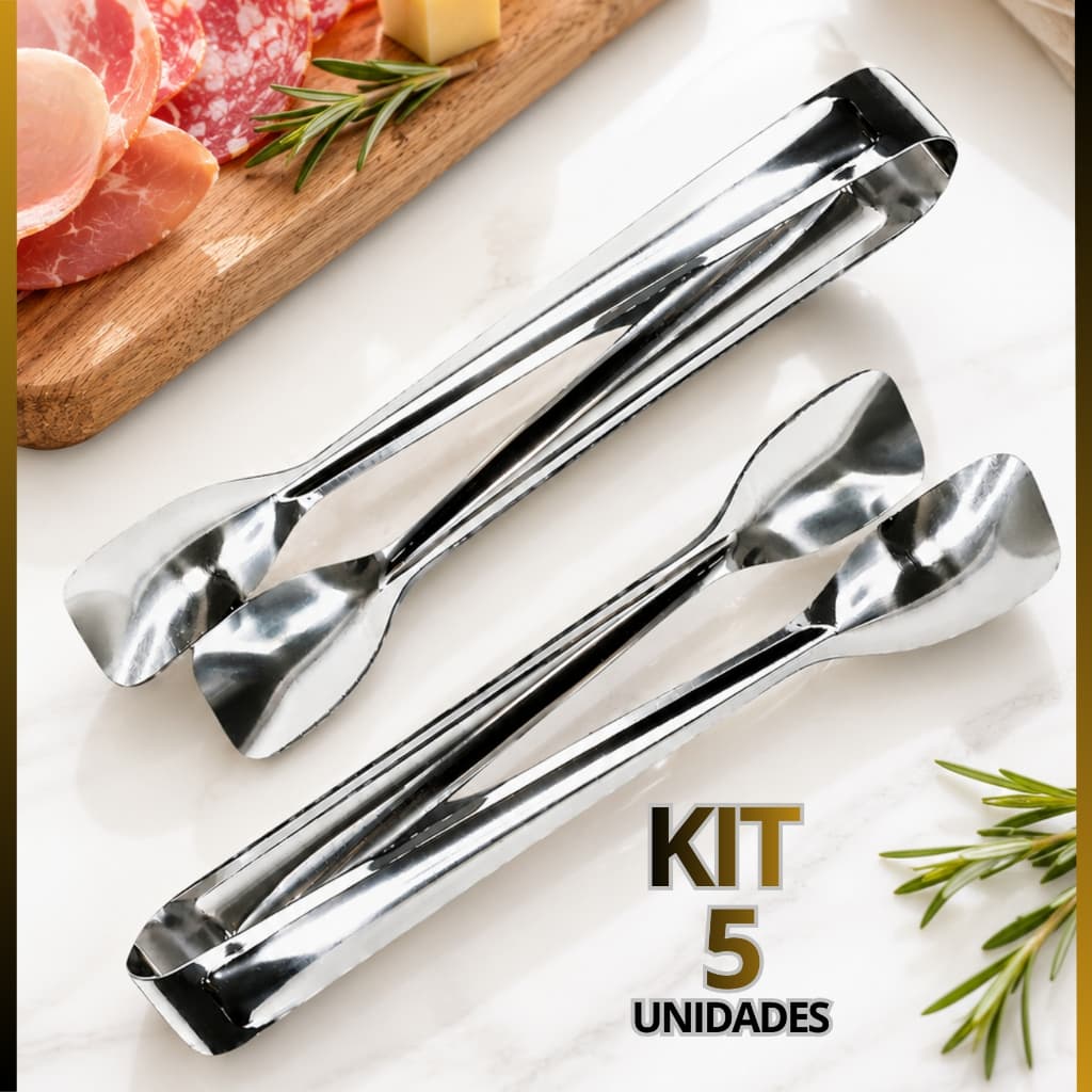 Kit Pegador de aço  inox  multiuso 18 cm pinça para restaurante, buffet