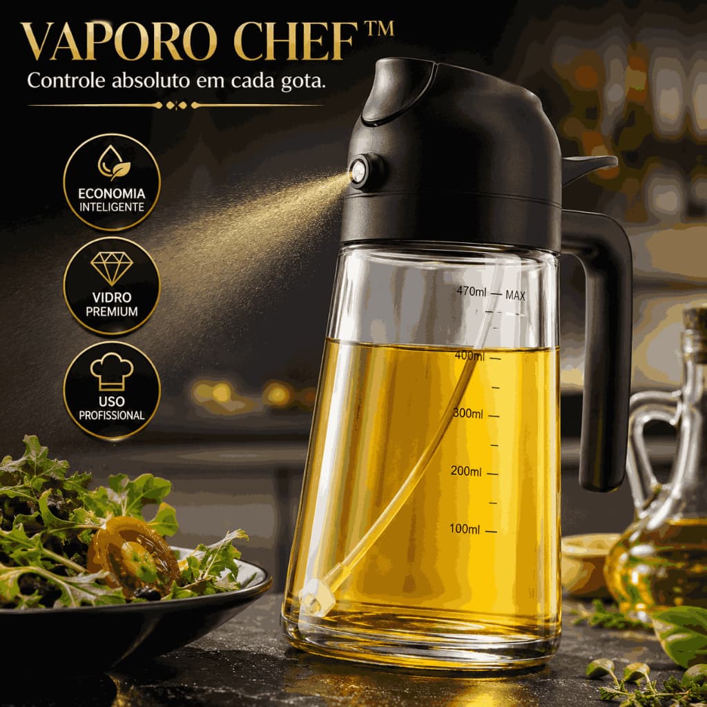 Borrifador Azeite Spray Dosador 470ml Vidro Premium Vinagre Air Fryer Vaporo Chef