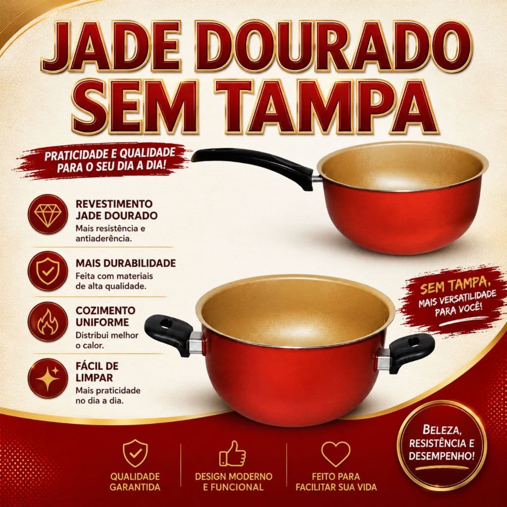 Conjunto Jade 2 Panelas Antiaderente Kit Caçarola Sem Tampa 16 e 18 Novo