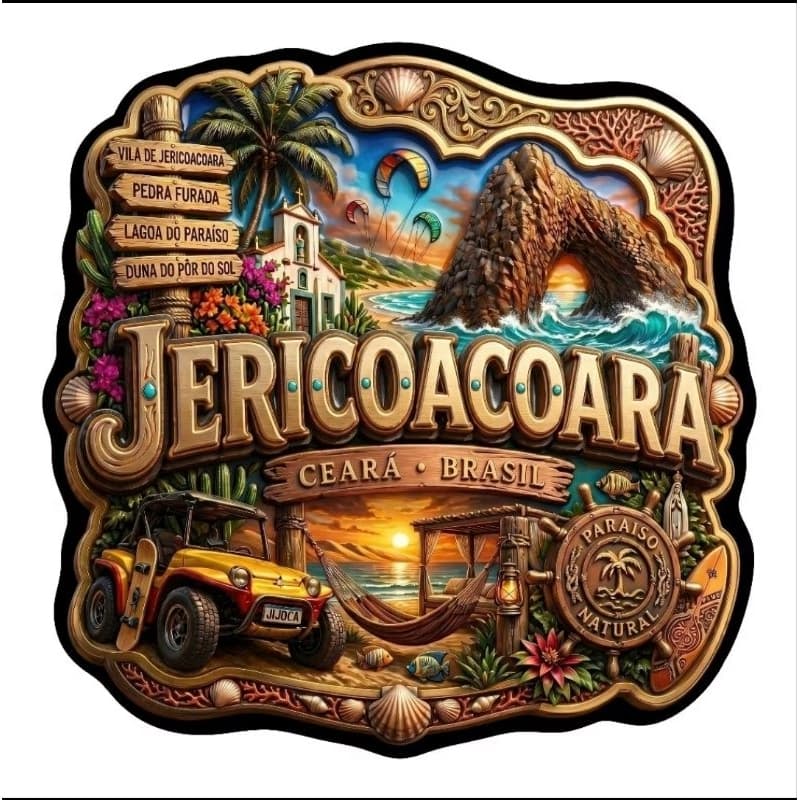 Ímã de Geladeira Jericoacoara Ceará Brasil – Souvenir Decorativo Premium em MDF