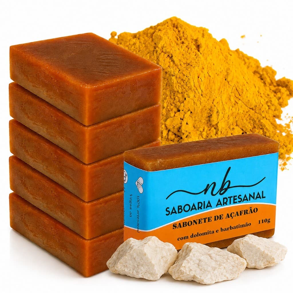 Kit 6 Sabonetes Açafrão com Dolomita Tira Manchas Depilação Natural