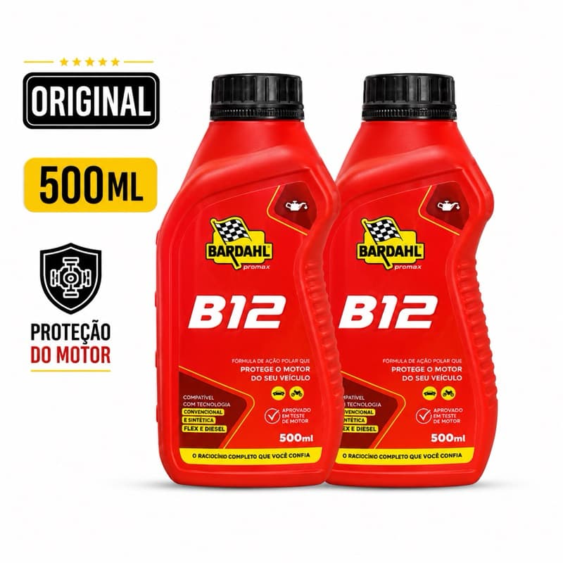 Kit 2 Bardahl B12 500ml Original Aditivo Óleo Motor Flex Gasolina Etanol