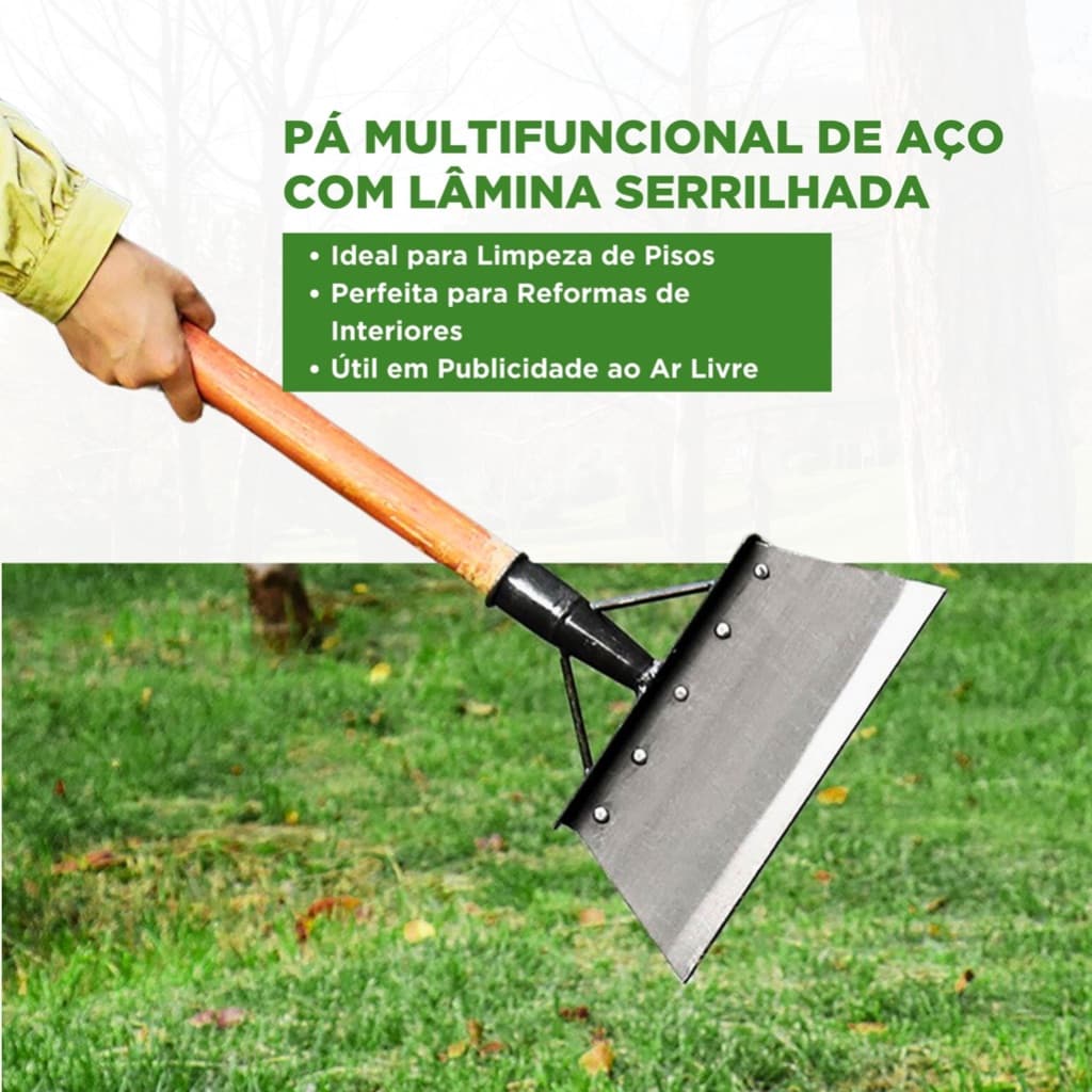 Pá Limpeza Multifuncional De Jardim Externo De Aço Inoxidável Plana 20/30cm Ferramenta para Capinar