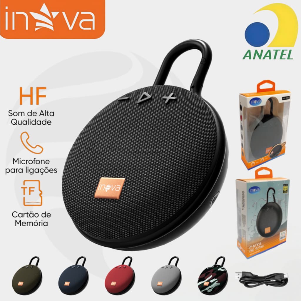 INOVA Caixa de Som Bluetooth Mini Clip 5W Portátil À Prova d'Água com Gancho Alto-falante para Esporte Viagem Externo