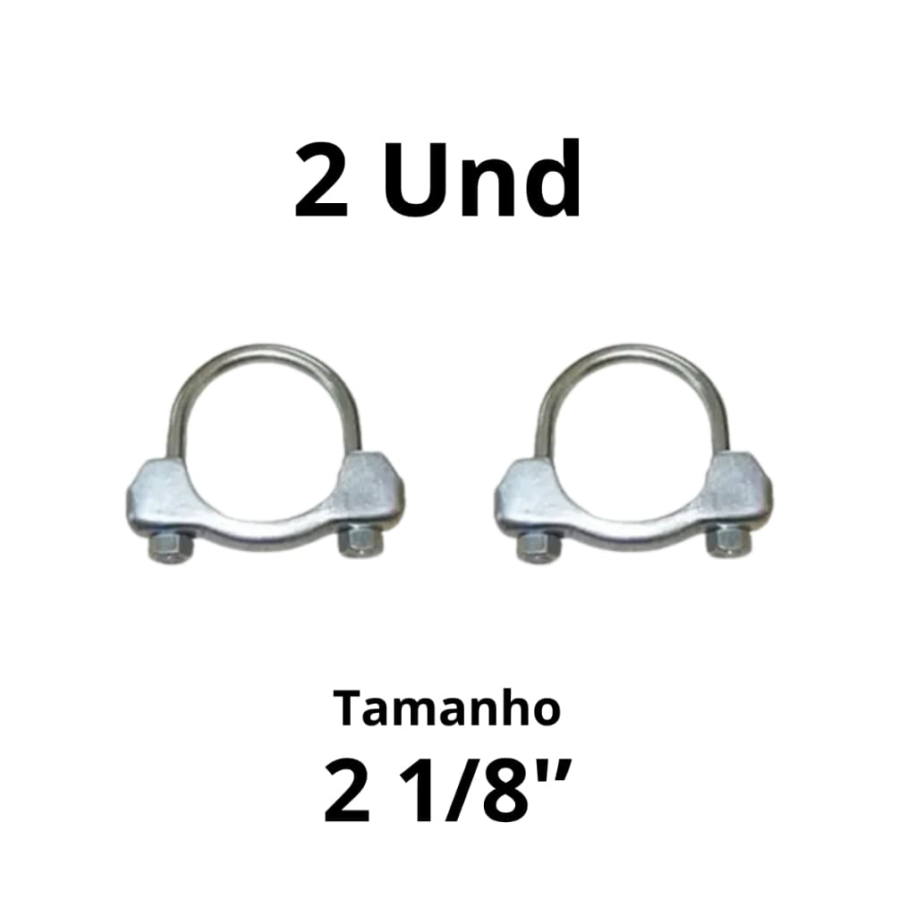 Kit 02 Abraçadeiras Escapamento Tipo U Universal 2 1/8''
