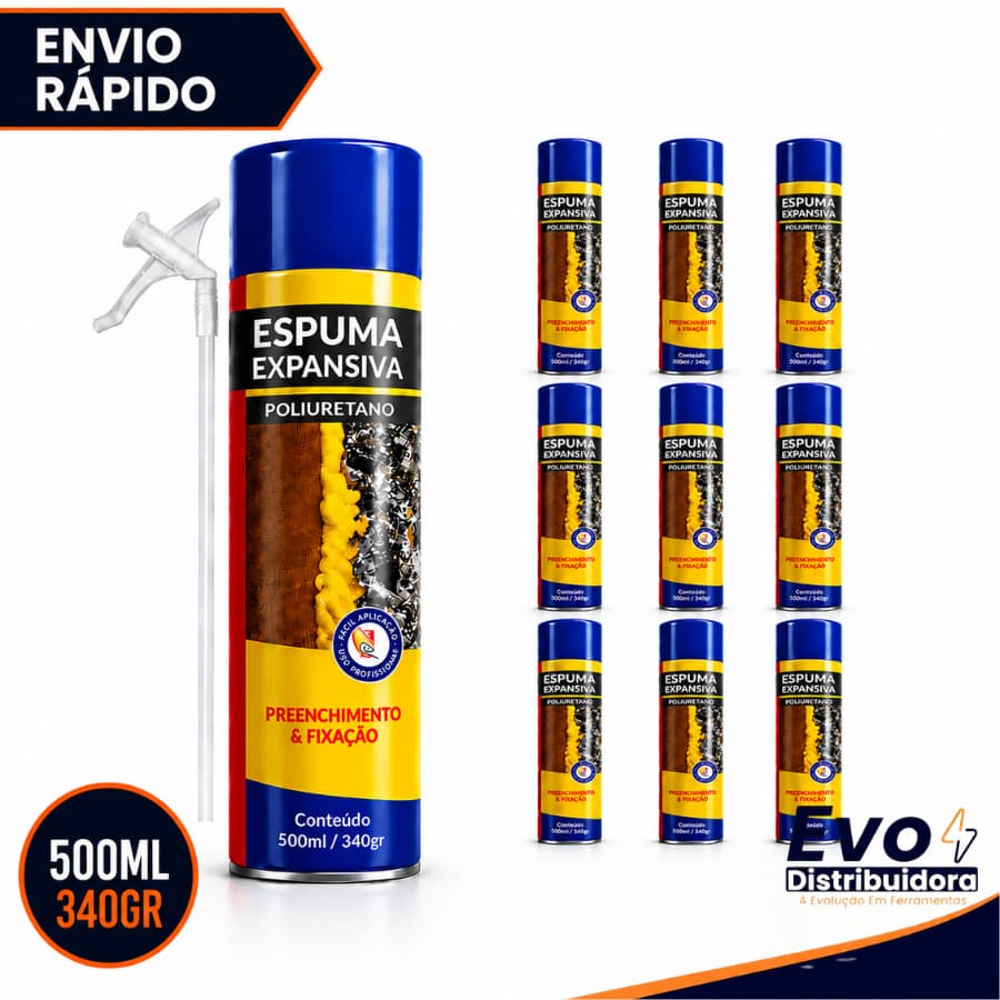Espuma Expansiva Poliuretano Profissional 500Ml/340GR Com Aplicador