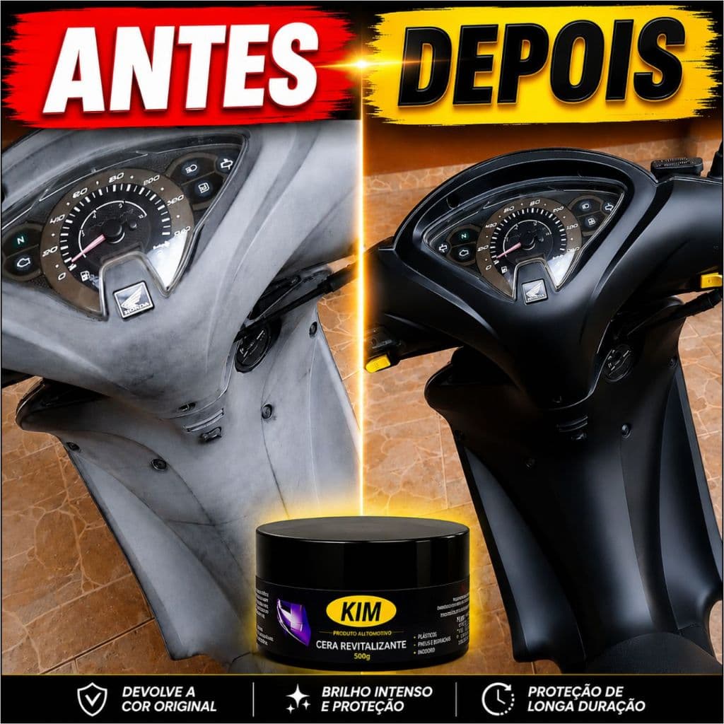 Cera Revitalizadora de Plástico Impermeável Kim Produto Oficial + Espuma Aplicadora
