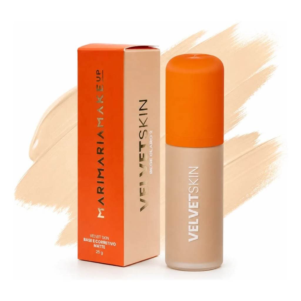 Base e Corretivo Velvet Skin Mari Maria Makeup 2 em 1 Alta Cobertura
