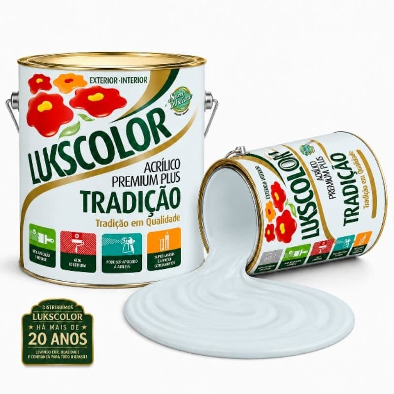 Tinta Acrilico Premium Tradição  Cor Gelo 3,6Lt Lukscolor Alta Qualidade e Cobertura