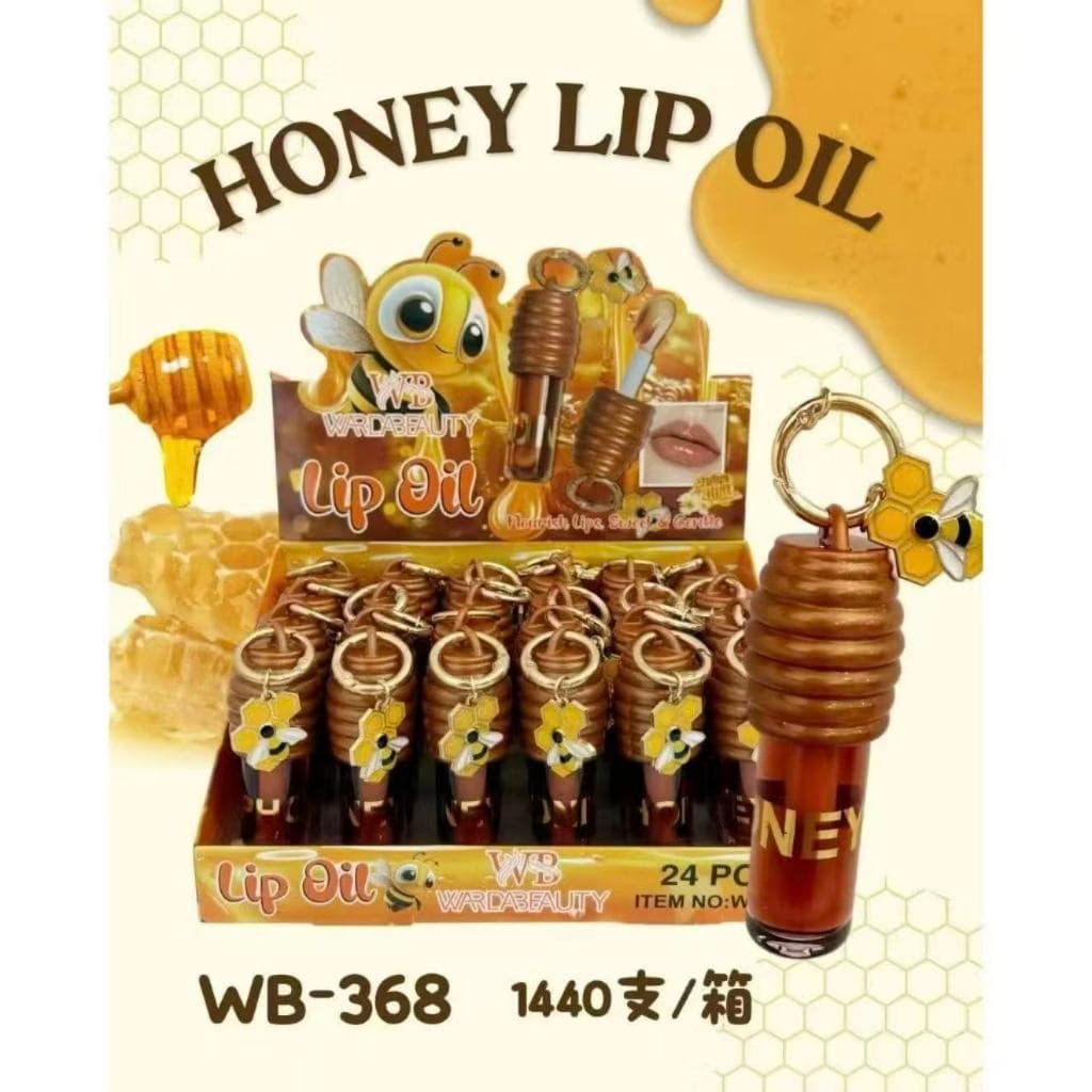 BOX FECHADO COM 12UN/24UN ATACADO LIP GLOSS LIP HONEY DE MEL COM CHAVEIRO WARDA BEAUTY SUPER PROMOCAO