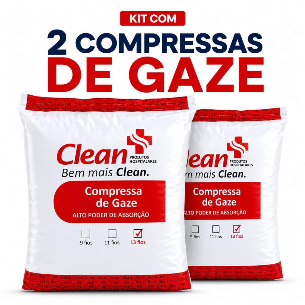 Kit com 2 Compressas de Gaze 13 Fios 7,5x7,5 cm 100% Algodão, Alta Absorção, 8 Camadas, Envio Rápido