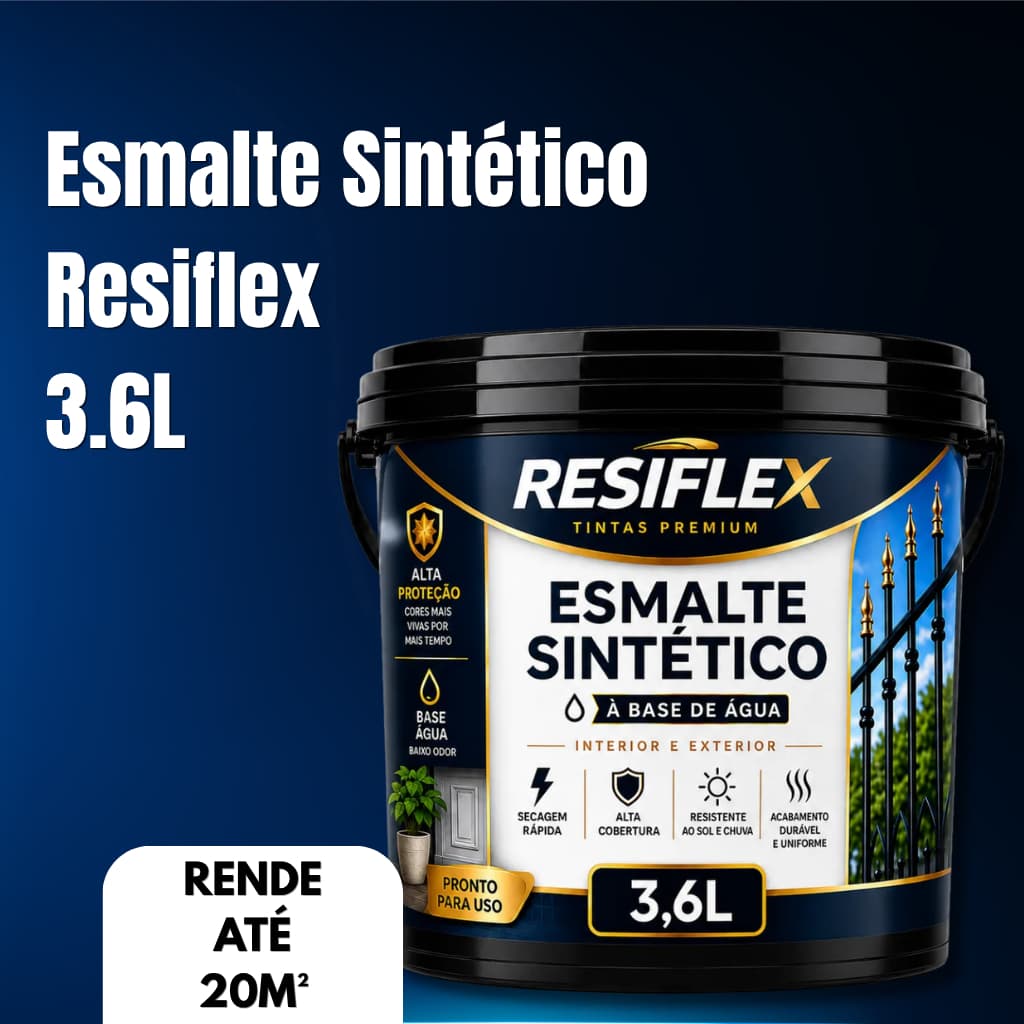 Esmalte Sintético Resiflex 3,6L Ideal Para Portões Grades Portas Janelas e Estruturas