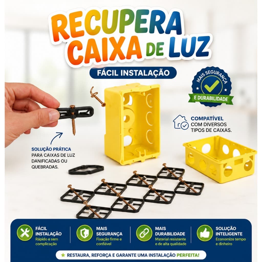 Kit 10 Recupera Repara Caixinha De Luz Reforçado Material Resistente Tomada Interruptor Elétrico