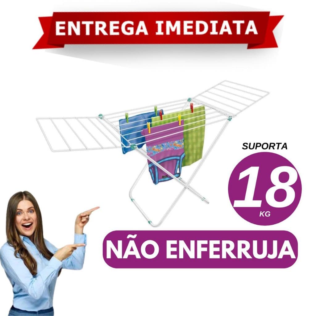 Varal De Chão Retrátil Inox Reforçado Secalux