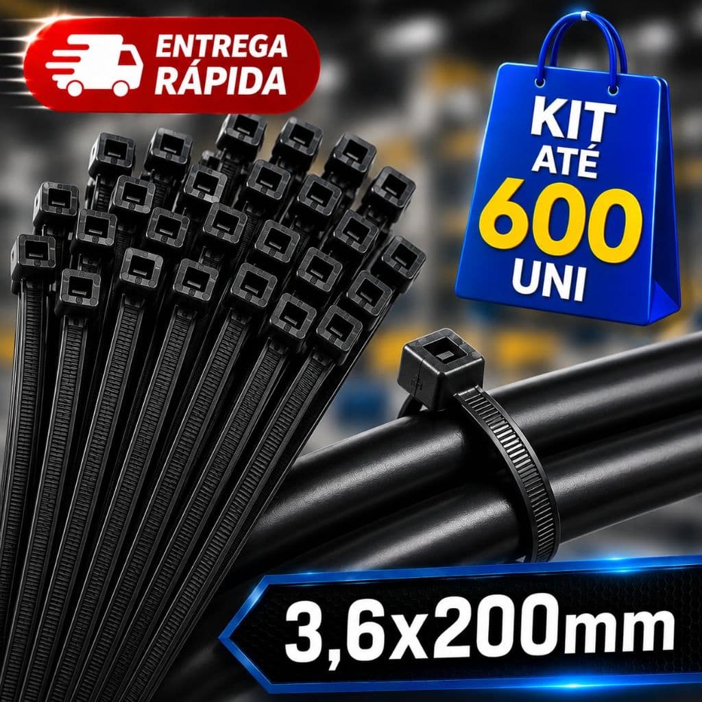Enforca Gato Preto UV 3,6 x 200mm para Cabos Fios Mangueiras Oficina e Instalações TI Abraçadeira Fita hellerman lacre