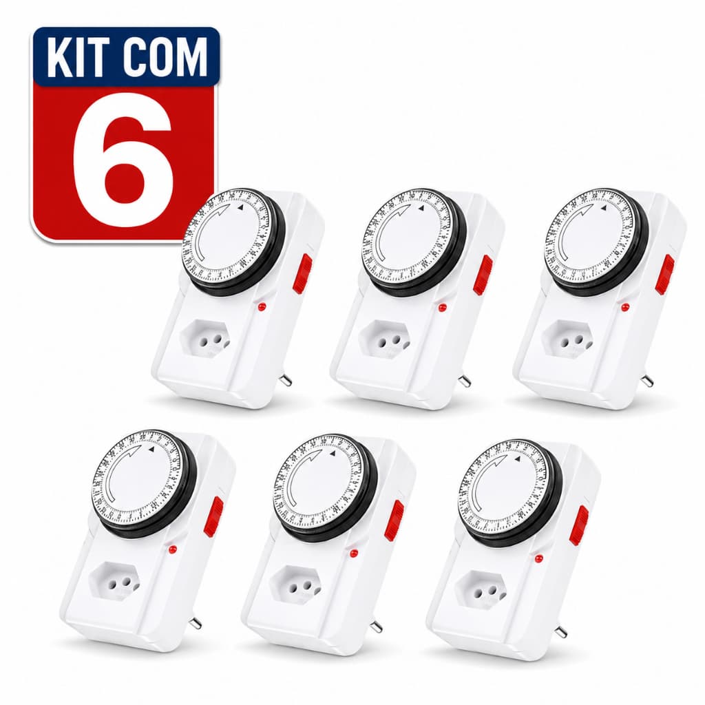 Kit 6 Temporizador Analógico Bivolt 127/220v Mecânico Exbom