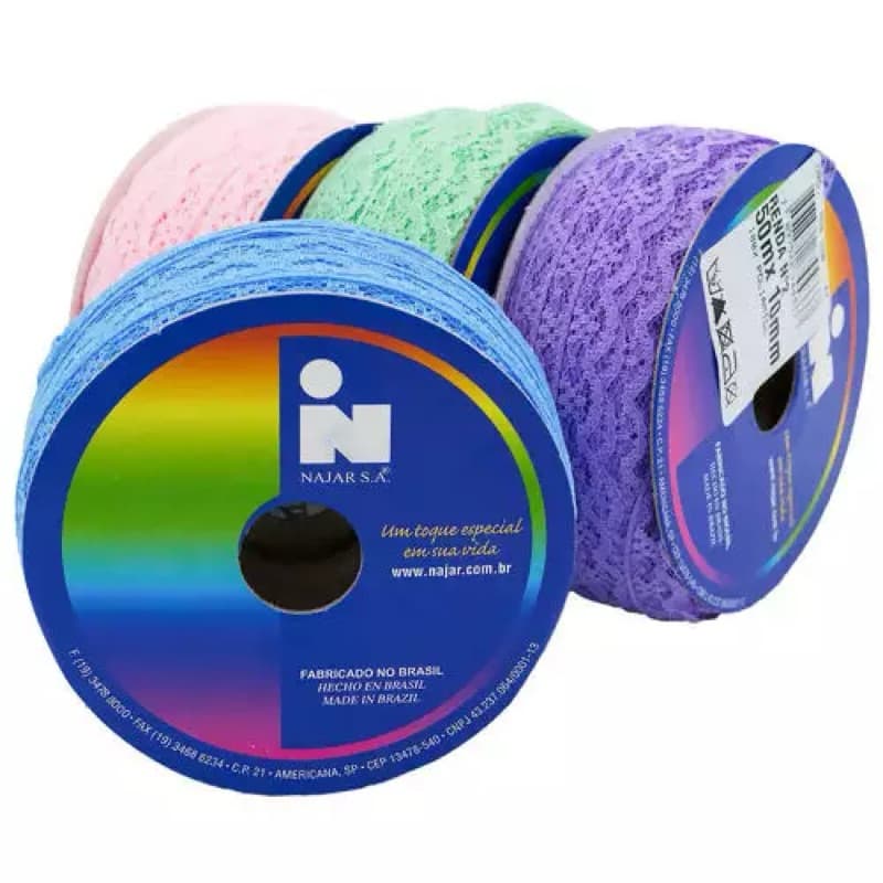 2M, 5M ou 10 METROS Renda Fita 10mm diversas cores
