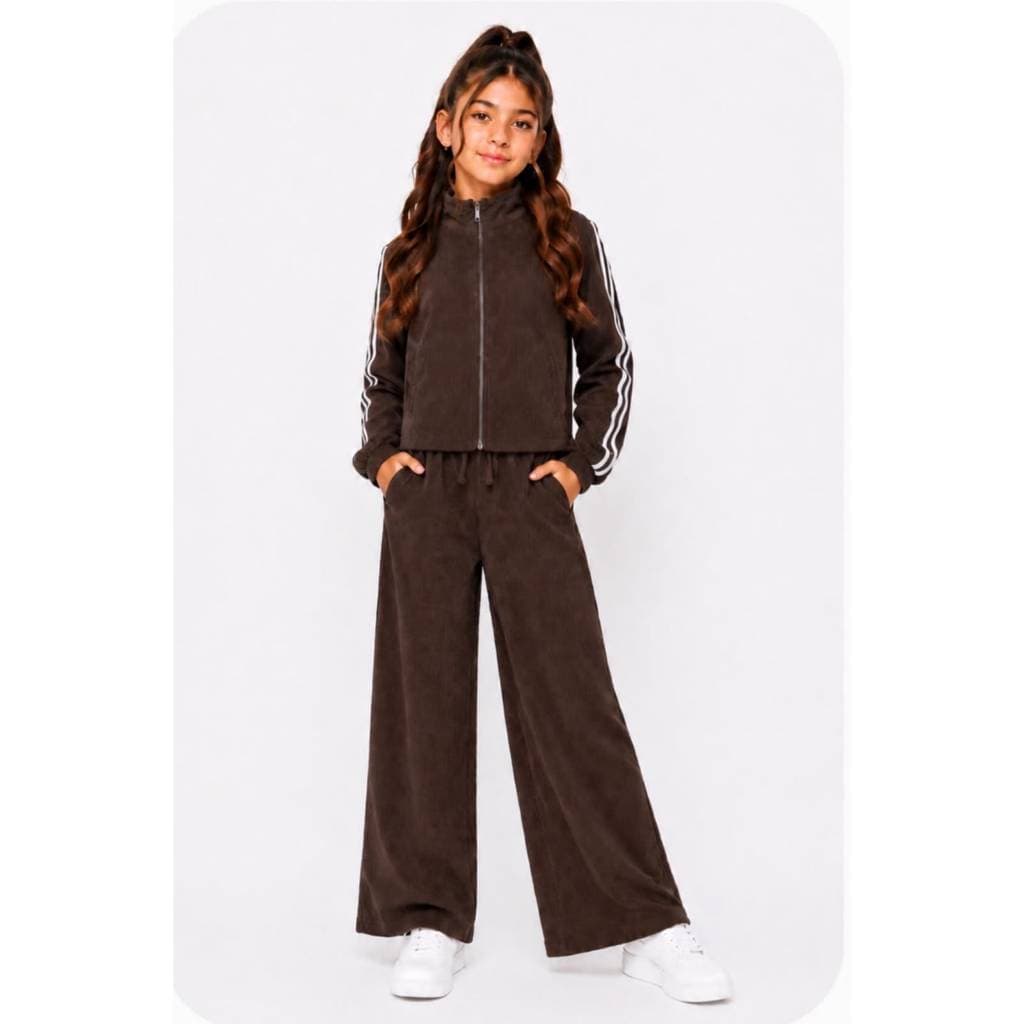 Conjunto Juvenil Cotelê Premium com Jaqueta de Zíper e Calça Pantalona