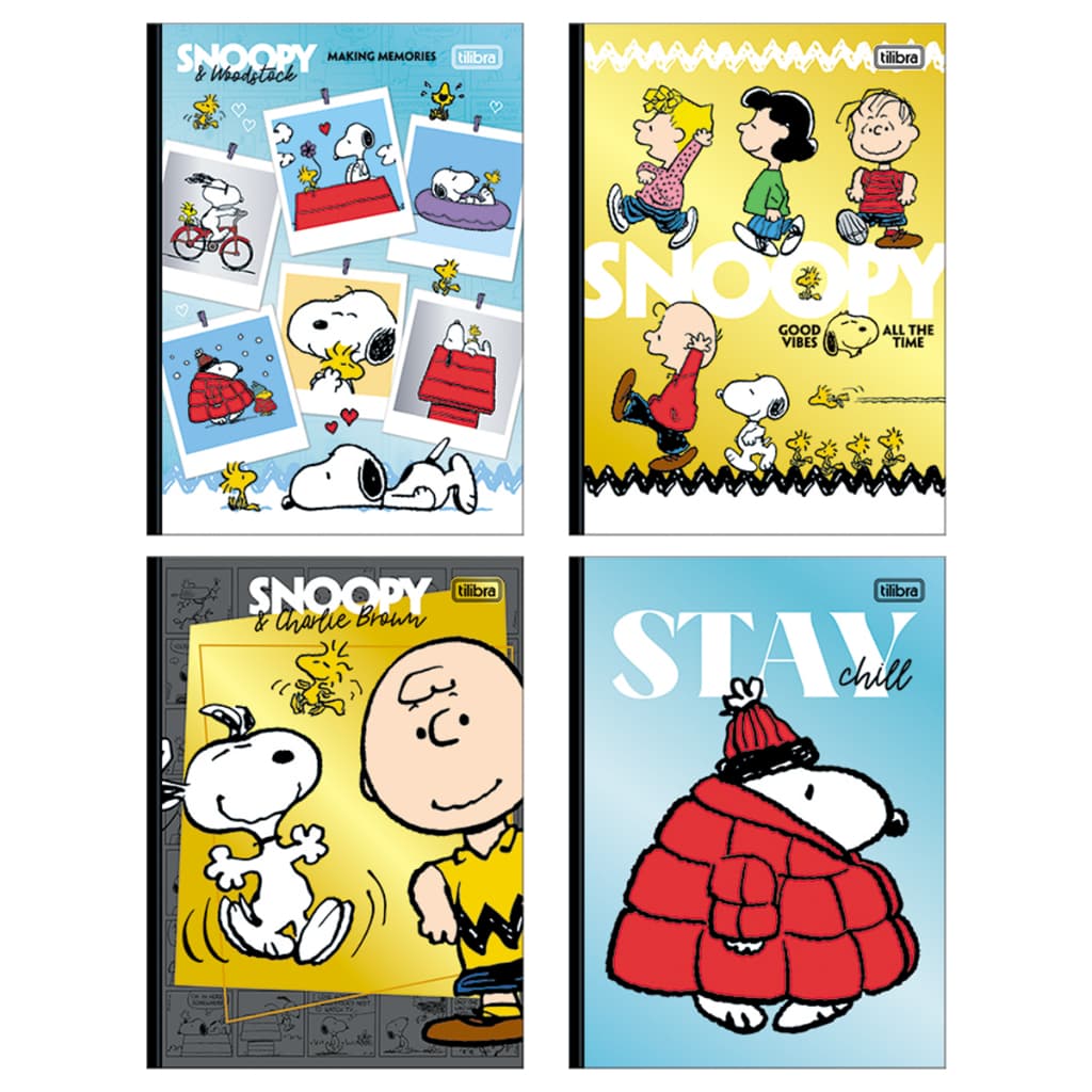 Caderno Brochura Snoopy Capa Dura 160 Folhas Decorado - Tilibra