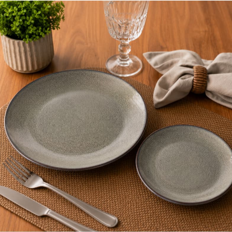 PRATO DE SOBREMESA DE CERÂMICA MUSK VERDE 20CM - WOLFF - 18226