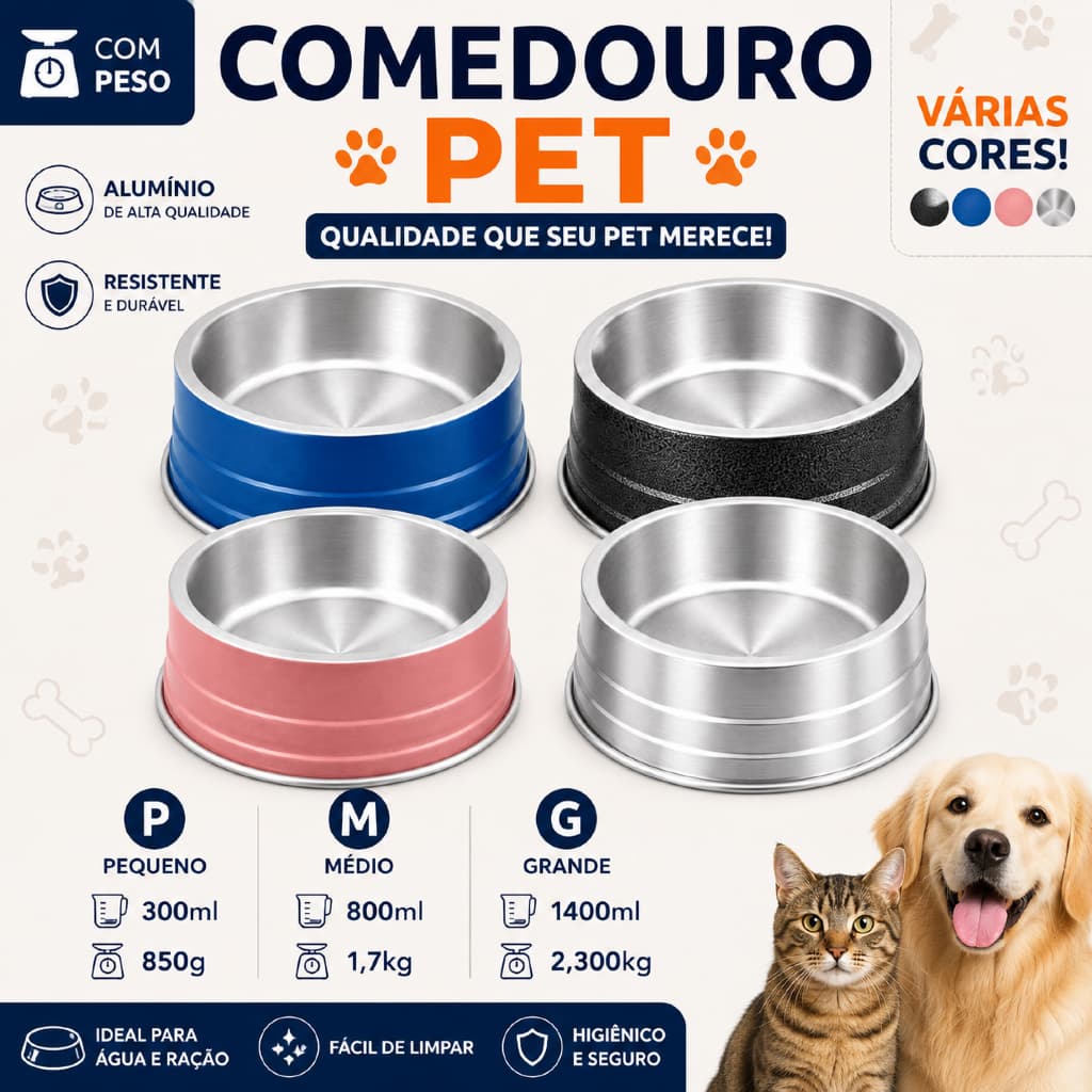 COMEDOURO BEBEDOURO PESADO PET CORES DISPONÍVEIS A ESCOLHA