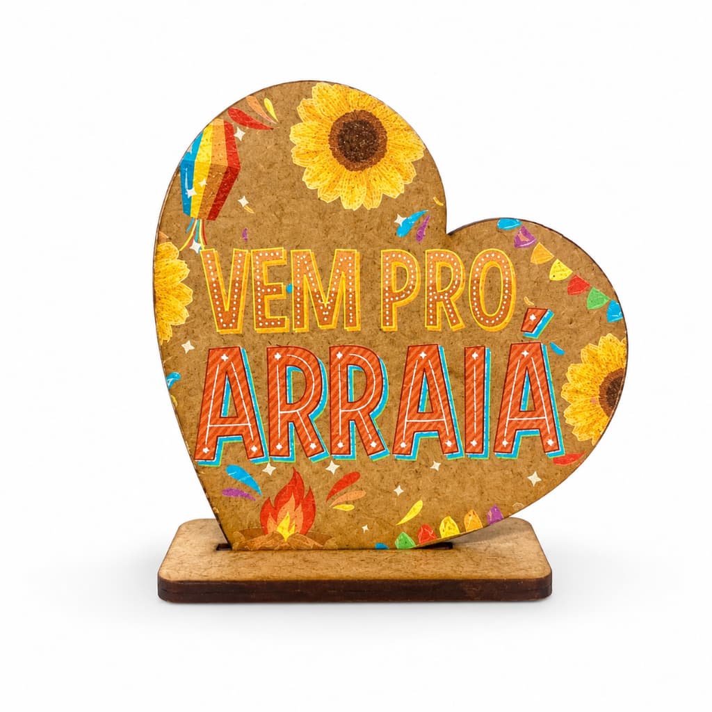 Kit 30 Lembrancinha Coração Festa Junina MDF Arraia São João