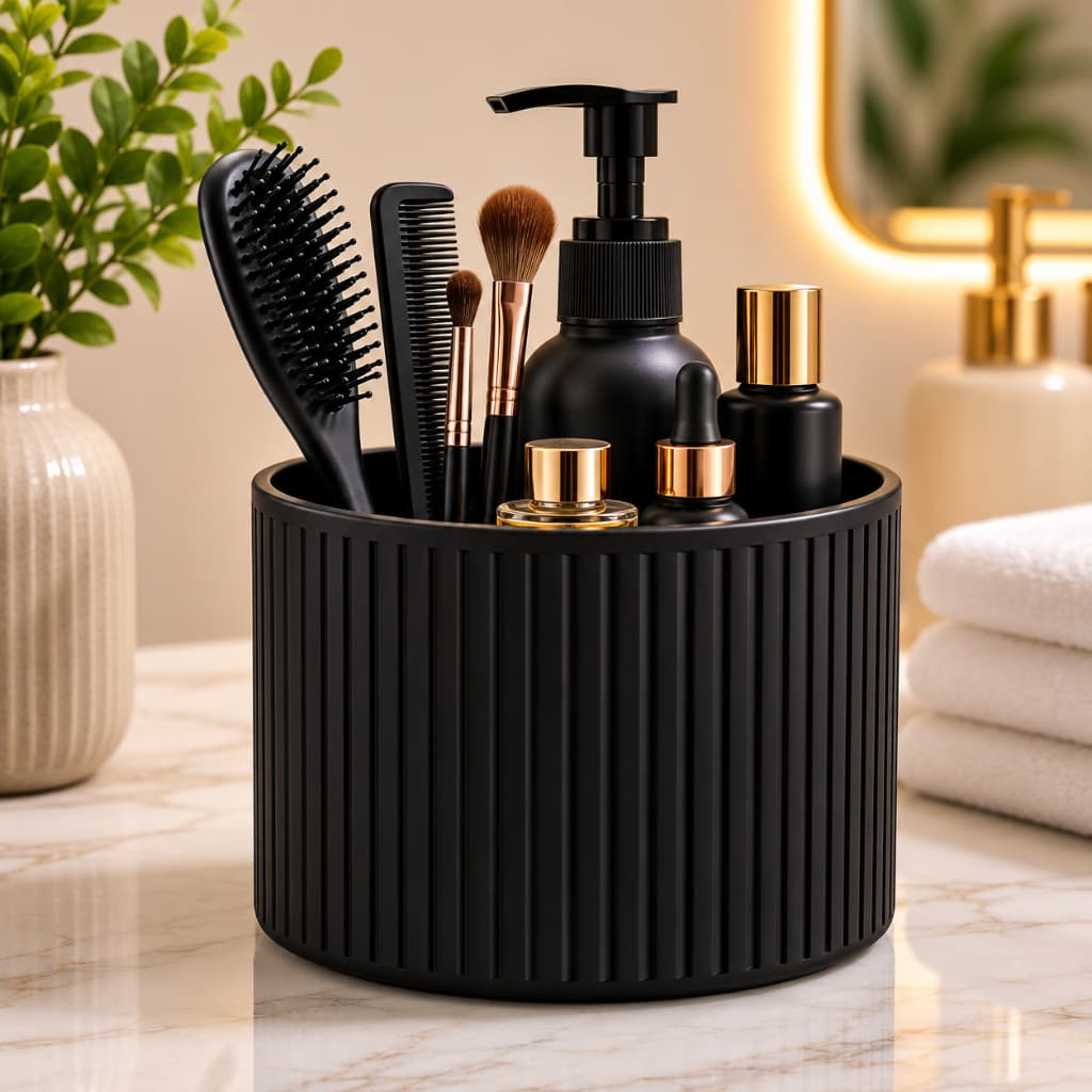 Organizador de Banheiro Luxo Porta Maquiagem Porta Escova Decorativo Moderno Bancada Lavabo