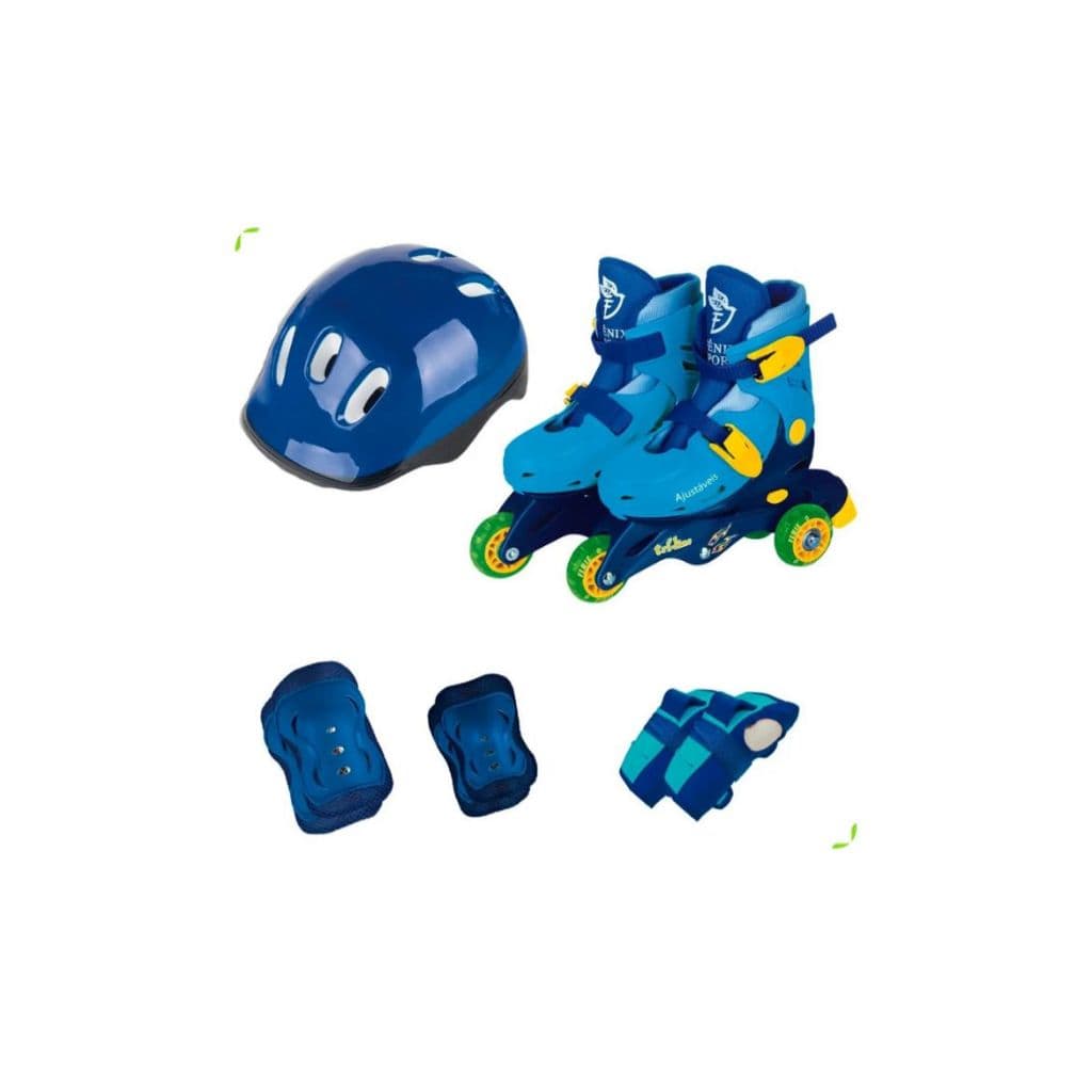 Patins Infantil 3 Rodas Ajustavel Roller Tri Line Iniciante Azul