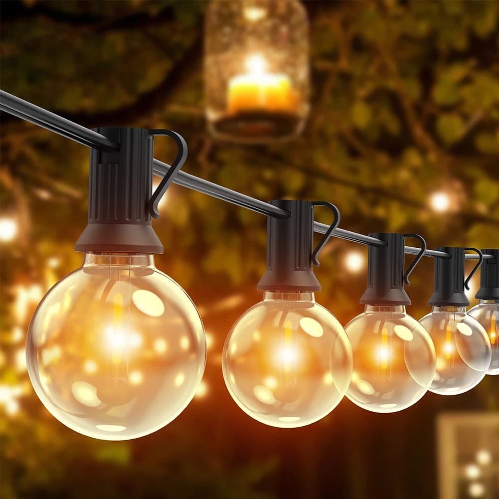 G40 Inquebrável Cordão De Luz 15M Com 26+2/50+2 Lâmpadas Varal De luz Iluminação Área Externa