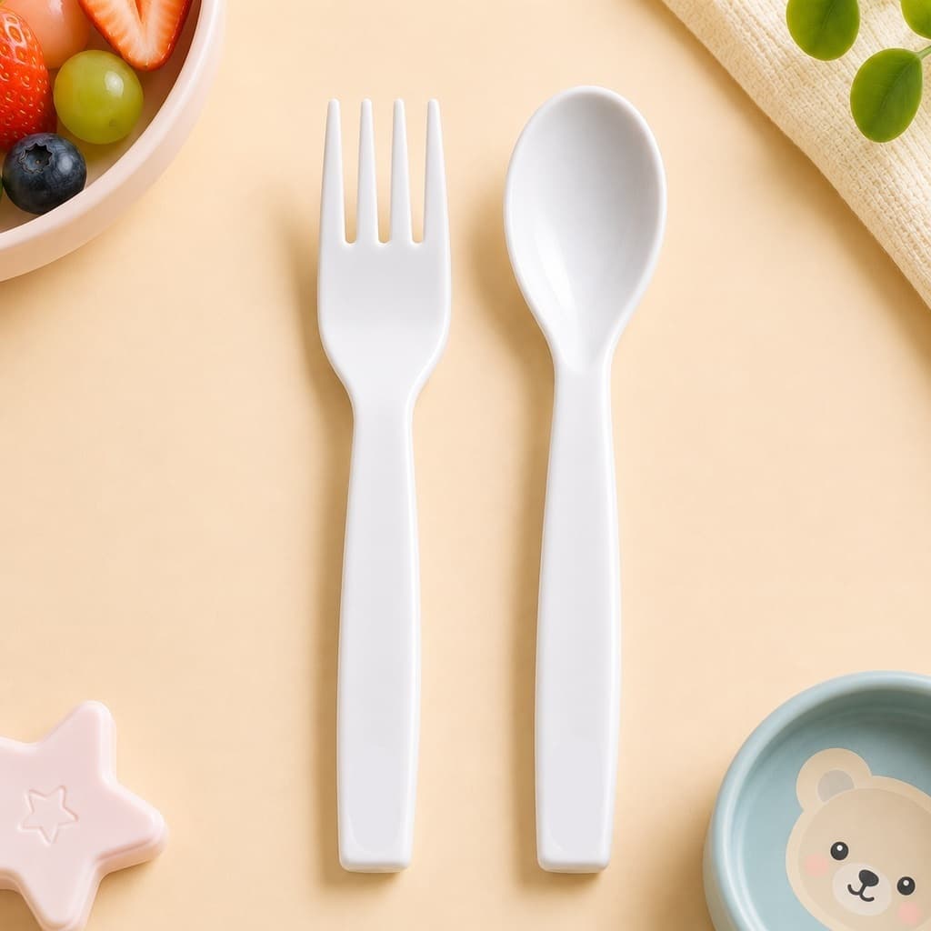 Kit Garfo e Colher Infantil | Talher Plástico Criança | Kits 2,  4,  6, 10 e 20 unidades