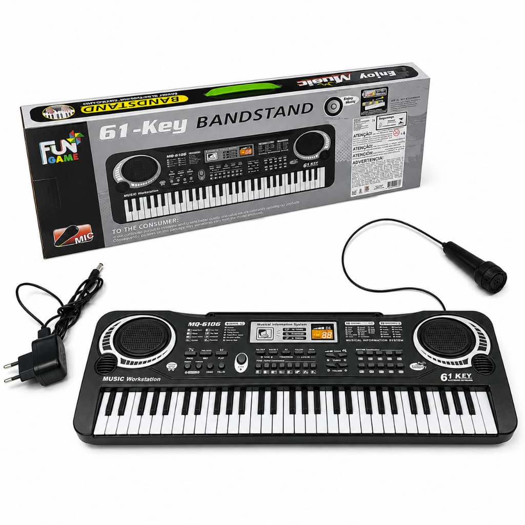 Teclado Musical Infantil 61 Teclas Com Microfone E Fonte
