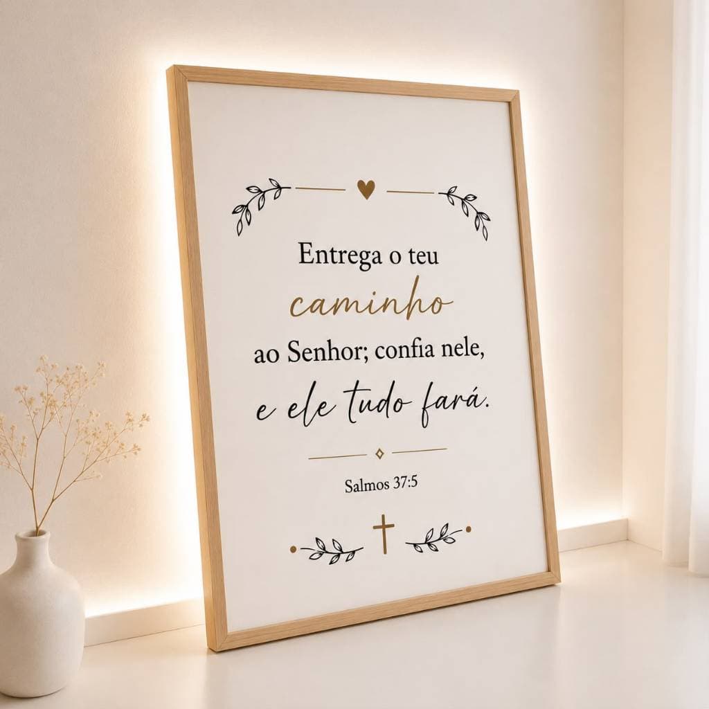 Quadro Decorativo Para Sala Religioso Salmos 37:5 Entrega O Teu Caminho Ao Senhor Frase Bíblica