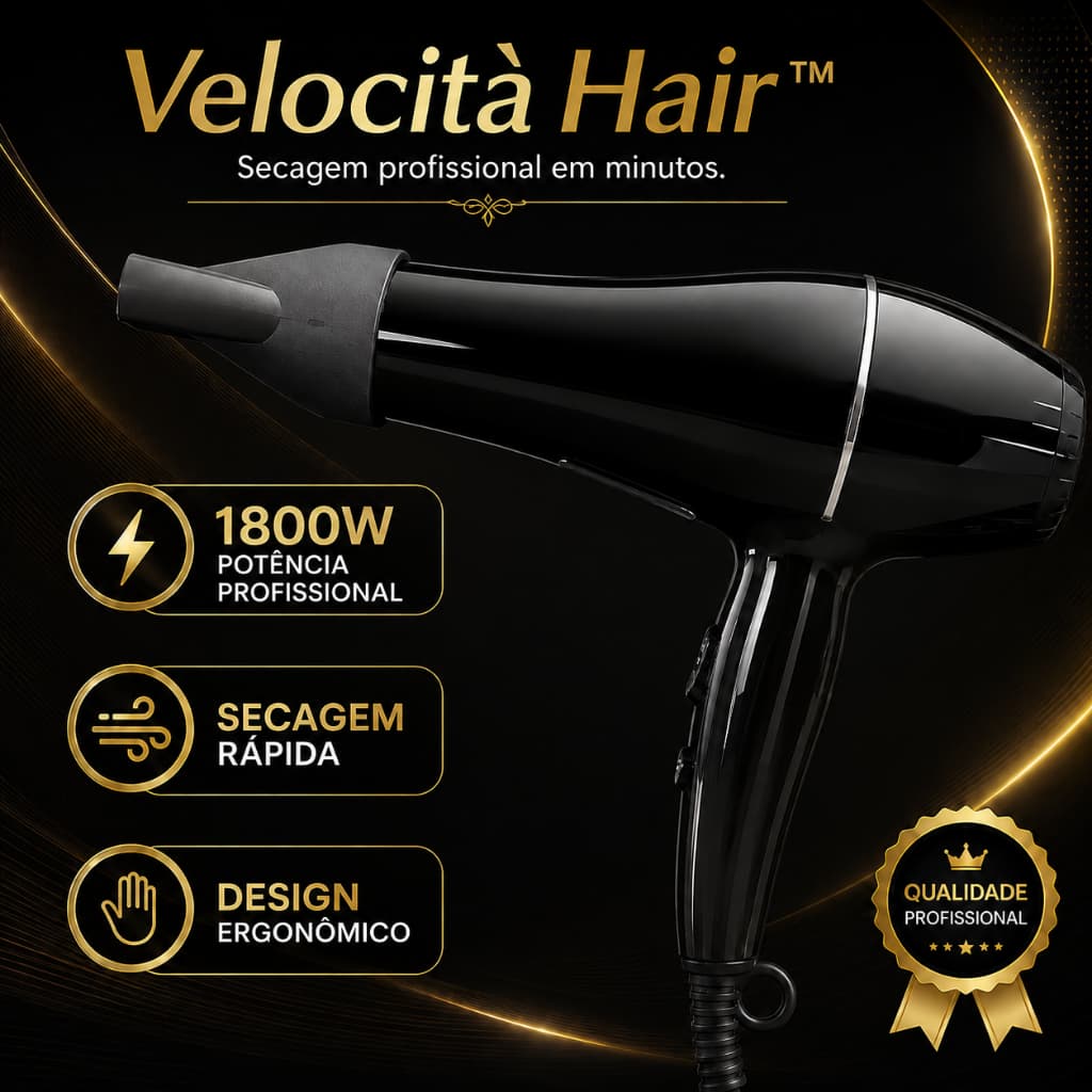 Secador Cabelo Profissional Potente 1800W Alta Performance 127V Preto Design Ergonômico Leve Fácil Manuseio