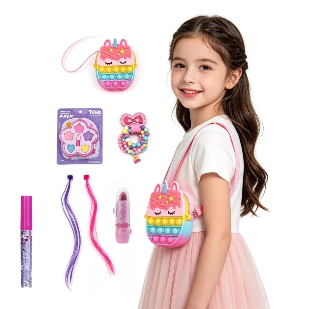 Kit De Maquiagem Infantil + Bolsinha Infantil  Linda