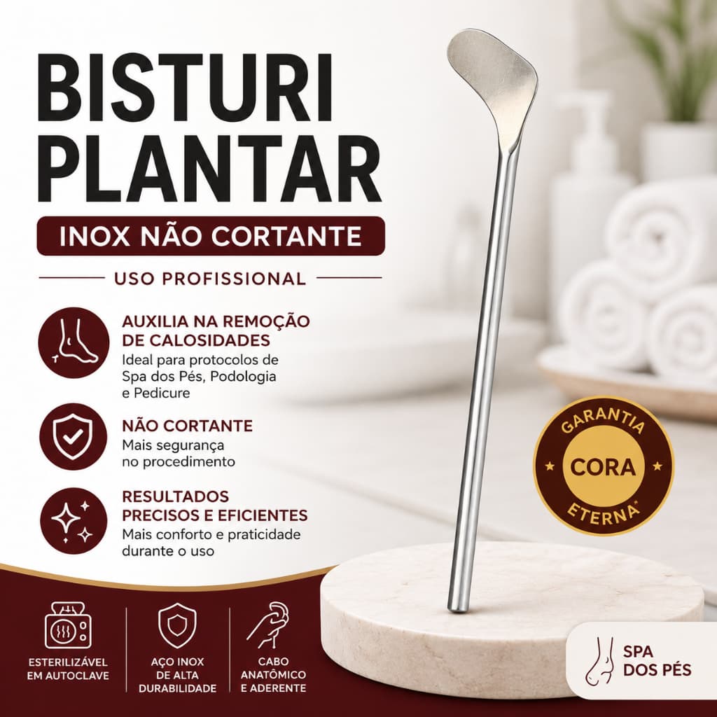 Bisturi Plantar Inox Cora Não Cortante Spa Dos Pés Removedor De Calosidades Pedicure Manicure Podologia