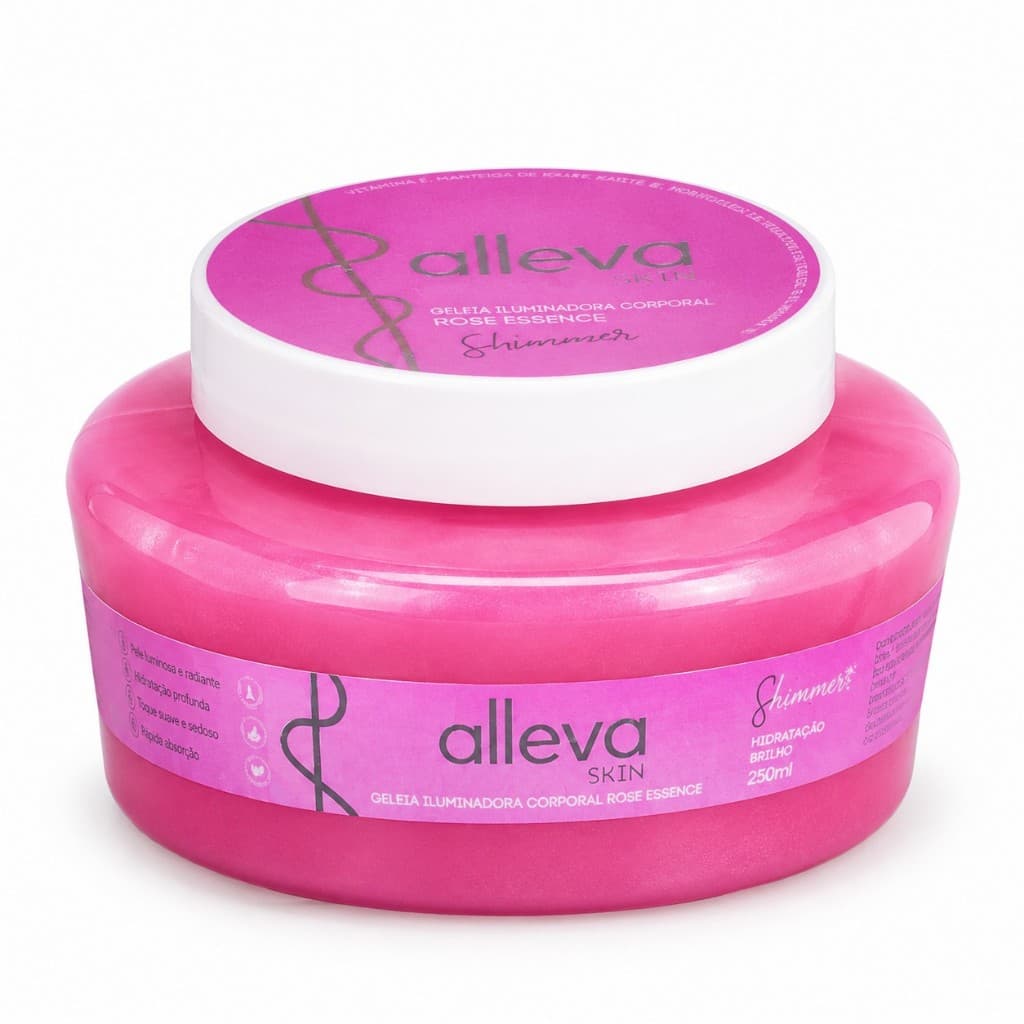 Geléia Iluminadora Alleva Shimmer Efeito Iluminador Corporal Rose Intense