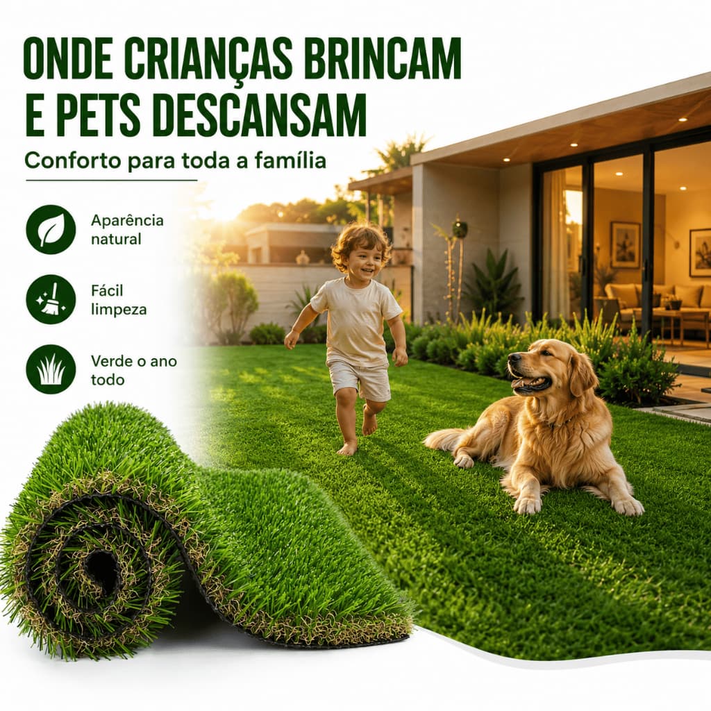 Grama Sintética 20mm Decorativa - 2m² 3m² 4m² Jardim Área Externa Pet Varanda Soft Bicolor Macia