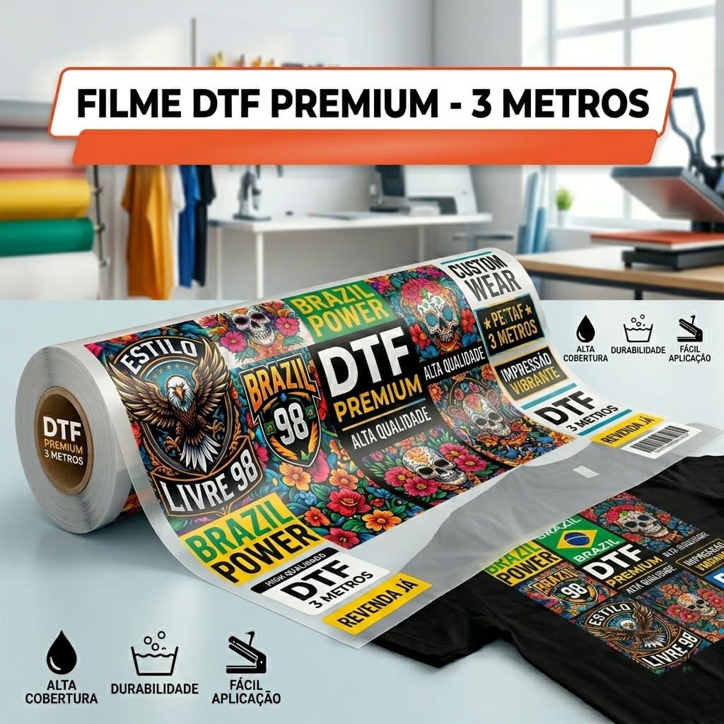 DTF Impressão Textil Para Camisetas Envie Sua Arte DTF ALTA QUALIDADE  3 METROS X 57 CM