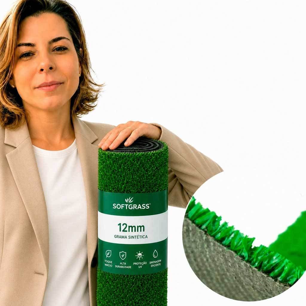 Grama Sintetica 12mm (1m²) 2,00m x 0,50m Soft Grass Decorativa Resistente Parquinho UV Area Externa