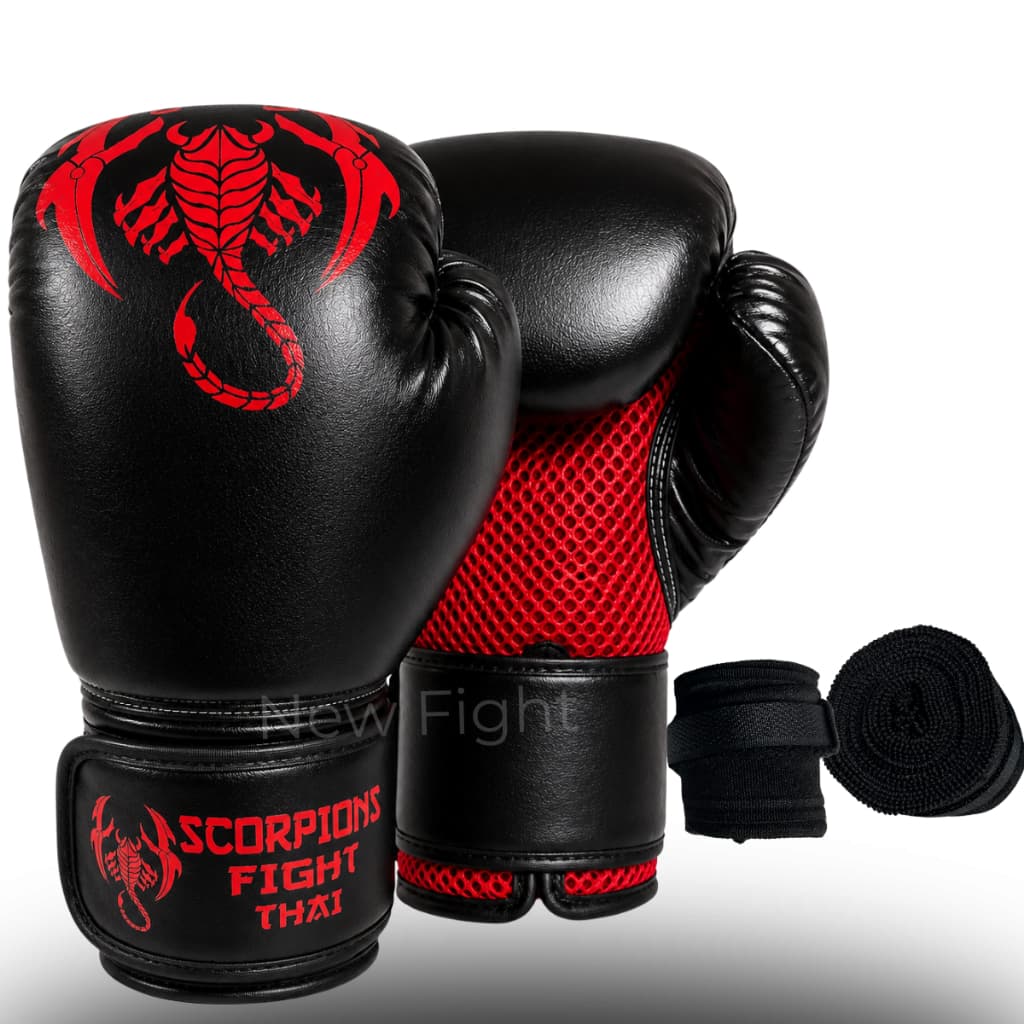 Luva Muay Thai  Boxe Kickboxing e Bandagem Treino Sparring Kit