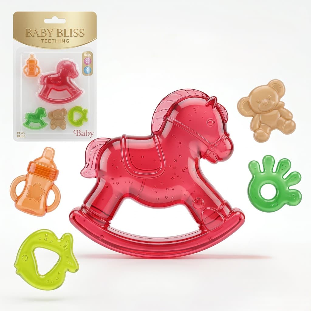 Kit com 2 Mordedor Bebê Silicone Livre BPA Brinquedo Dentição Infantil Sensorial