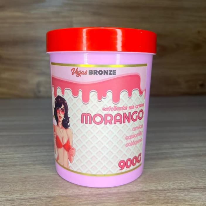 Esfoliante Corporal Creme Morango Com Colágeno e Arnica-Esfoliante Morango 900g-Vegas Bronze