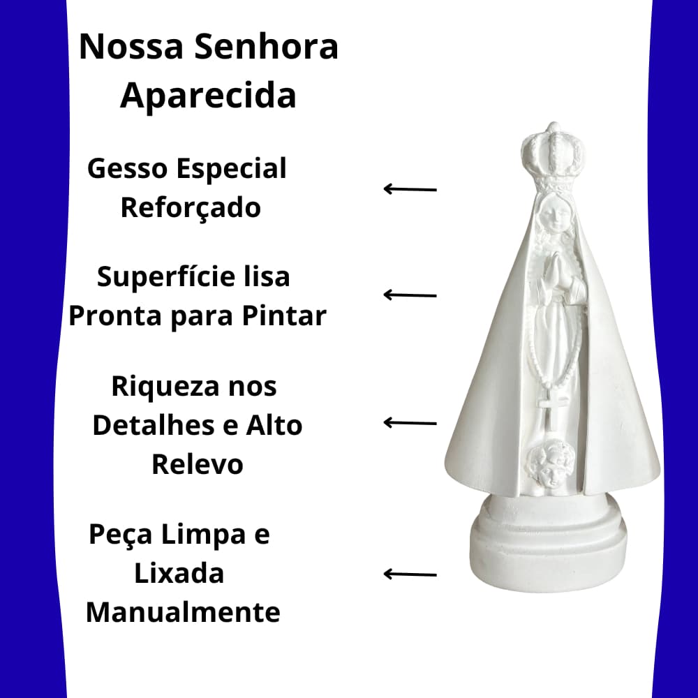 Kit 4 Nossa Senhora Aparecida 17cm Gesso Cru Para Pintar