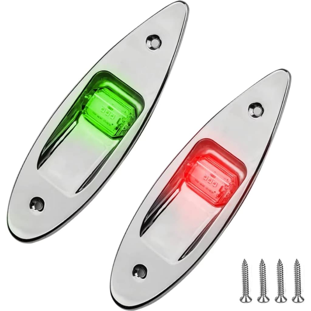 Luz Navegação Par (Vermelha e Verde) Super Brilhante Boreste Bombordo Olho de Tubarão Aço Inox 316
